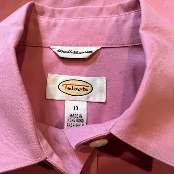 Talbots Pink Wrinkle Resistant Long Sleeve Button Down Blouse Size 10 - Picture 9 of 9
